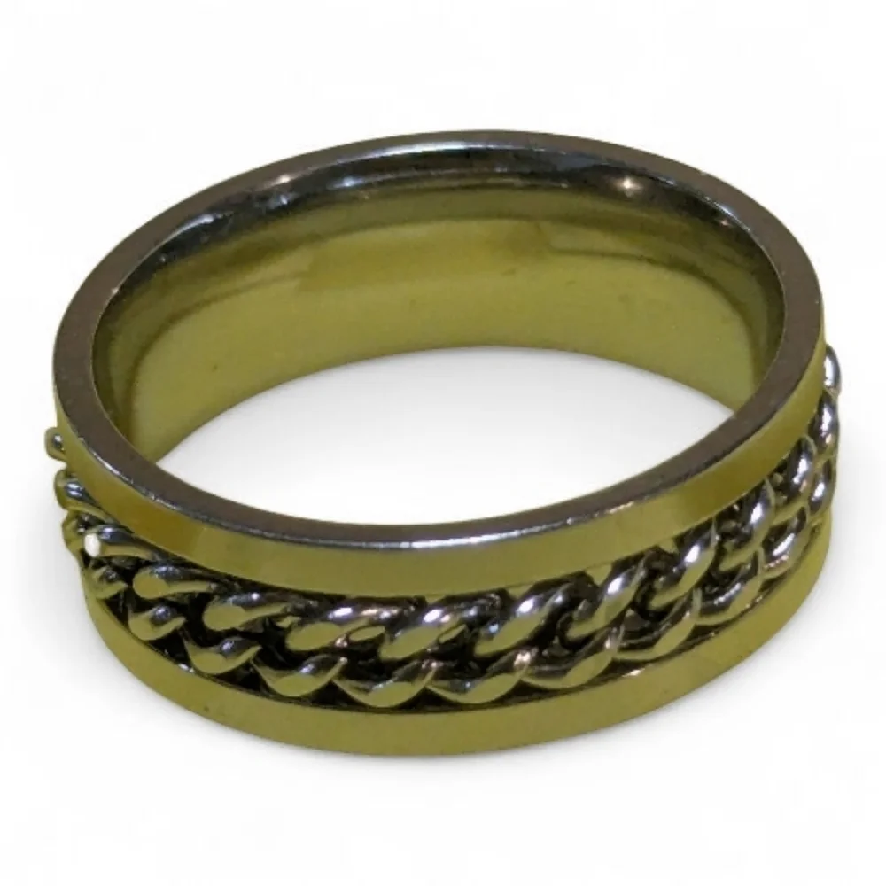 NEW Fidget Chain Ring Silver Color Sz 11 Mens Women's A-030